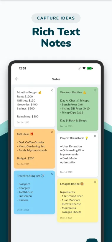 Weeklo digital diary and rich text notes